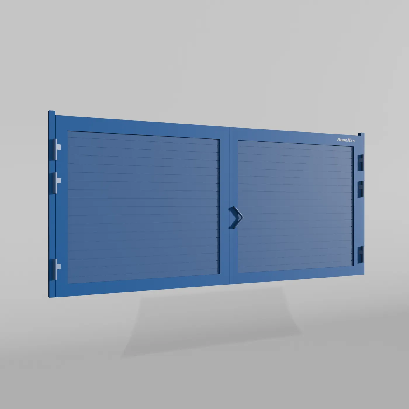 Распашные ворота DoorHan 2900х1500 цвета RAL 5005 (синий) с дизайном «доска» без автоматики
