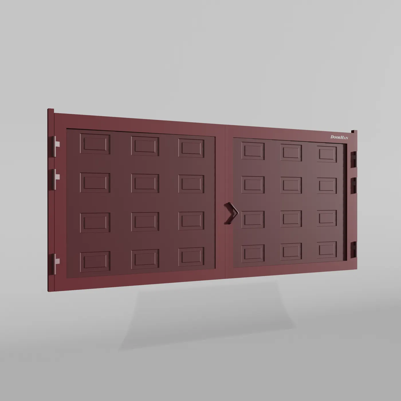 Распашные ворота DoorHan 3300х1400 цвета RAL 3005 (бордовый) с дизайном «филенка» без автоматики