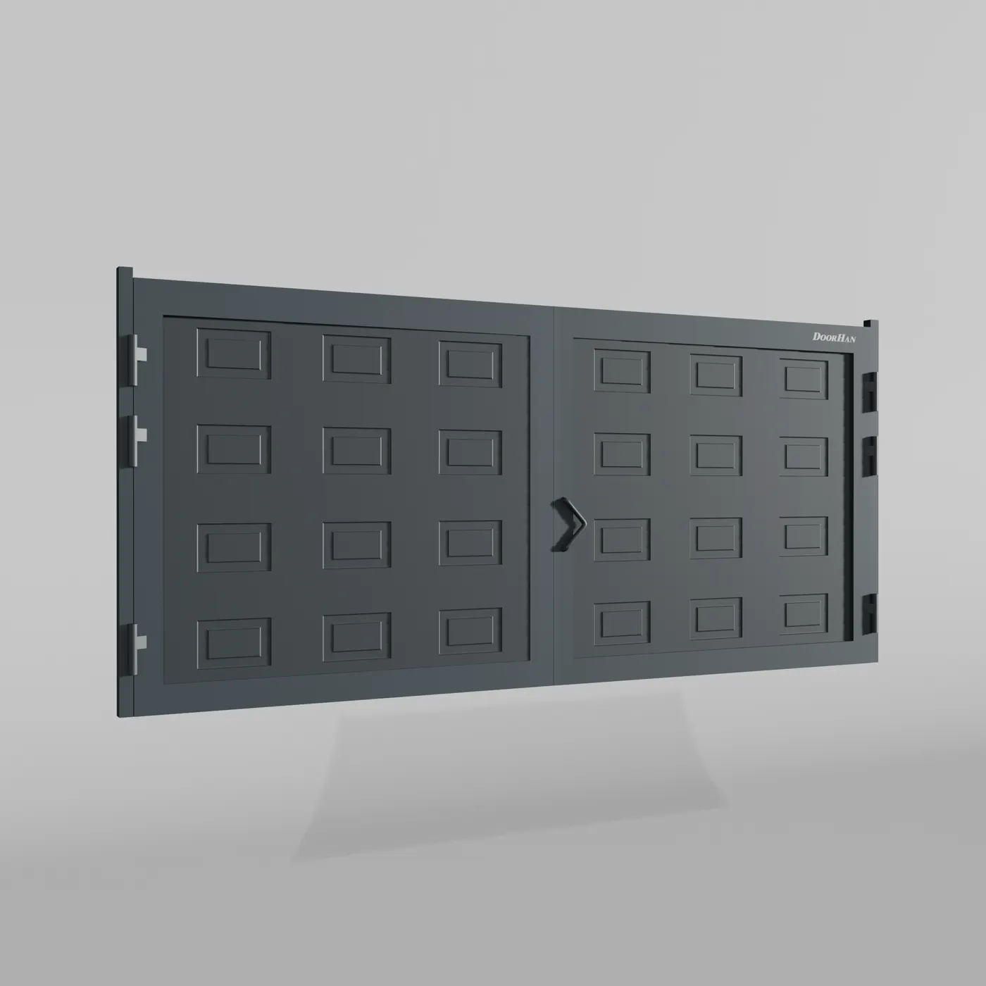 Распашные ворота DoorHan 3100х2000 цвета RAL 7016 (антрацит) с дизайном «филенка» без автоматики
